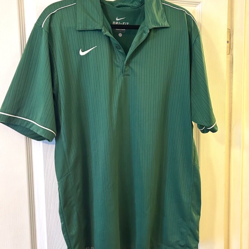 Green Nike Dri-FIT Shirt with White Trim